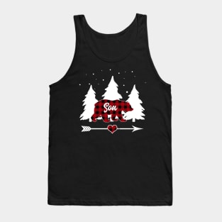 Son Bear Buffalo Plaid Christmas Matching Family Pajama Tank Top